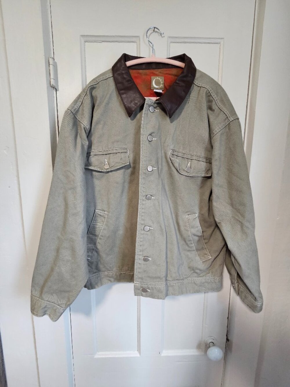 Vintage Marlboro Canvas Jacket | Leather Collar | 90s Work Wear | Men’s
